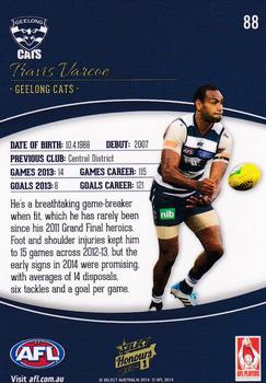 2014 Select AFL Honours Series 1 #88 Travis Varcoe Back